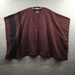 Treasure & Bond‎ Blanket Style Snap Front Cape Burgundy OS